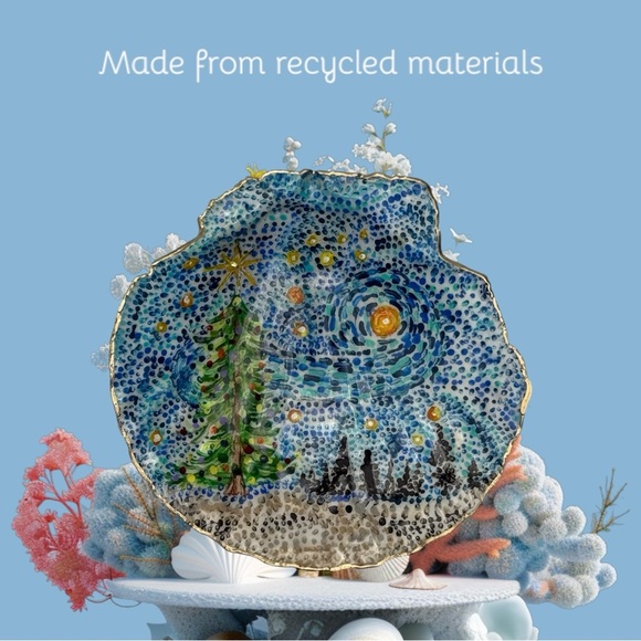 Handmade Starry Winter Night Real Scallop shell - Picture 1 of 5